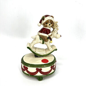 Vintage Otagiri Christmas Bear Rocking Reindeer - Melody "‎ Joy to the World "
